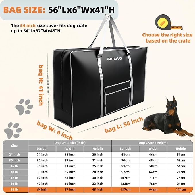 Large Dog Crate Bag for Storage & Travel, Carrying Case Holds Most 54 inch Crates, Also Fits Pet Playpens, Dog Beds & Cat Houses, Durable Waterproof Material