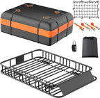 Roof Rack Carrier Basket 51" X 36" X 5" Universal Rooftop Cargo Basket - 200LB Capacity with 15 Cu.Ft Waterproof Bag, Heavy Duty Roof Rack for SUV/Truck/Van Cargo Carrier, Corrosion-Resistant Steel