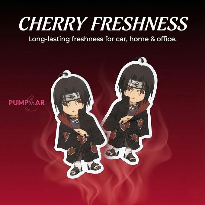PumpCar 2 pieces double-sided Itachi hanging cartoon cherry-scented funny car air freshener Cool hanging for rearview mirror Car Interior Accessories Gifts