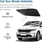 Socira American Flag Car Windshield Sunshade Umbrella Foldable Black Umbrella Sun Shade Cover Patriotic Sunshade Front Window Cover Interior Blocks Uv Rays Keeps Cool (57" X 30")