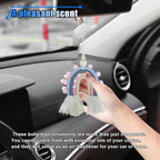 Boho Macrame Rainbow Car Charm, Handmade Car Rear View Mirror Charm, Car Air Freshener Decoration Pendant, Car Mirror Hanging Accessories, Essential Oil Diffuser for Car Interior (Style Two)