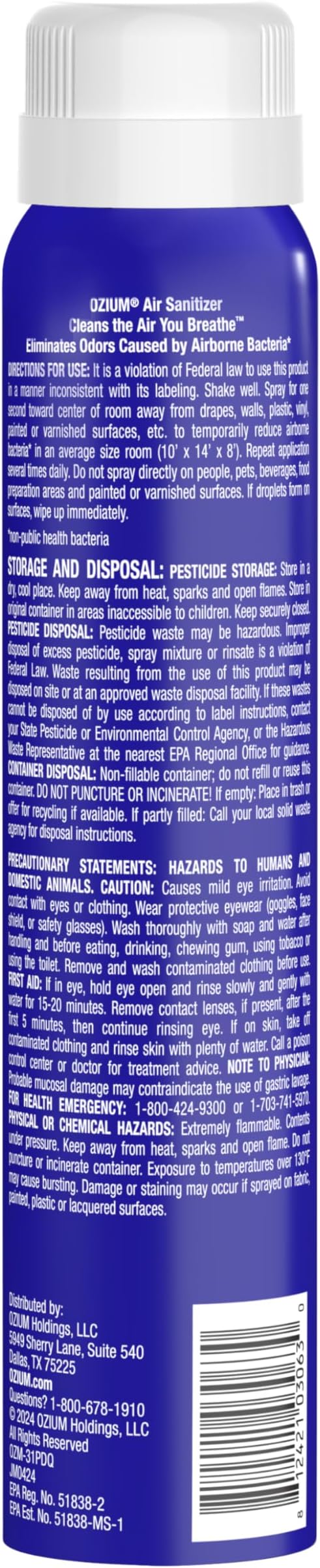 Ozium 3.5 Oz. Air Sanitizer & Odor Eliminator 4 Pack for Homes, Cars, Offices and More, Outdoor Essence, 4 Pack, MULTI