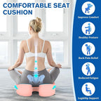 Seat Cushion, Chair Cushions, Office Chair Cushions, Anti-Slip Bottom & Removable Cover Tailbone Pain Relief Cushion, Memory Foam Seat Cushion, 5.28 in Thick (Pink)