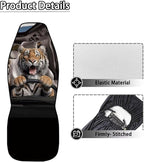 Funny Tiger Car Front Seat Cover Set Decorative Automotive Seat Cushion Covers Soft Front Bucket Seat Cover Fit Most Car Truck SUV Van for Men Women
