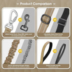 AUBELL Tactical Dog Leash Heavy Duty,4-6ft Reflective Strong No Pull Bungee Leash for Small Dogs with Comfortable Padded Double Handle,Car Seat Belt,360 Degree Rotating Carabiner,Brown