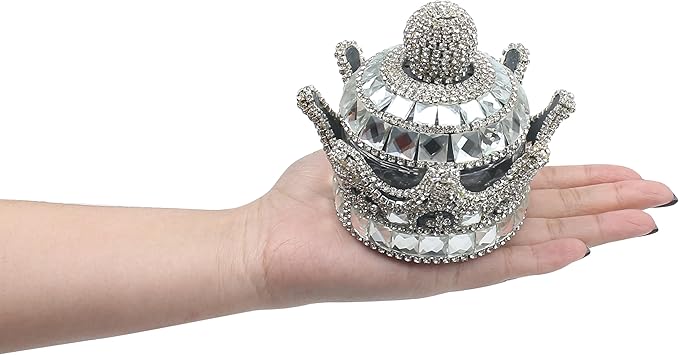Crown Air Freshener for Car, Crystal Fragrance Diffuser, Air Freshener Holder, Crystal Crown Fresheners Ornament Bottle for Car Dashboard Interior Home Office Decoration (Silver, No Perfume)