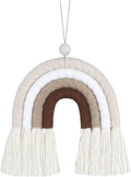 BOHO GARDEN Macrame Bohemian Rainbow Charm - Essential Oil Diffuser for Cars, Baby Nursery, Children’s Bedroom & Home Decor- Colorful Decorative Hanging Air Freshener & Accessories - 3.5x4 - Latte