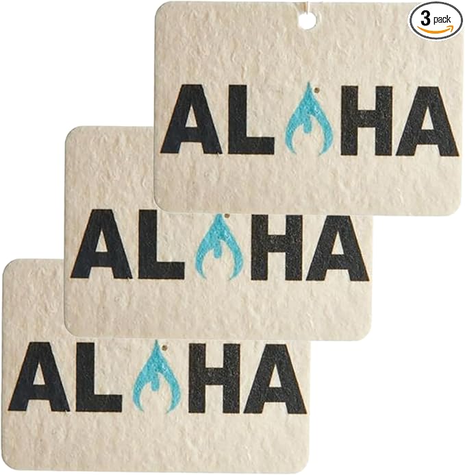 ulu Lagoon Hanging Car Air Freshener | Tropical Beach Coconut Surf Wax Scent Mini Wave | Long Lasting Car Freshener, Closet and Beyond | Made In USA | 3 Pack (Aloha)
