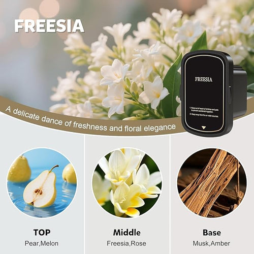 2025 Upgraded Smart Car Air Freshener Diffuser, New Smell Air Freshener Long Lasting, Auto On/Off, Adjustable Modes, Car Scent with 8 Ambient Lights, Diffusers for Essential Oil-Freesia
