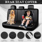 CAR PASS Luxury Nappa Leather Back Seat Covers, Piping Water Resistant Premium Faux Leather Rear Bench Seat Covers, Breathable Backseat Cover Universal Fit for Most Sedan SUV Van Truck, Black