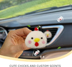 Chick Air Vent Clips Car Air Freshener,White Chicken Car Decor for Women Teens,Wool Felt Girly Accessories,Refillable Essential Oil Diffuser