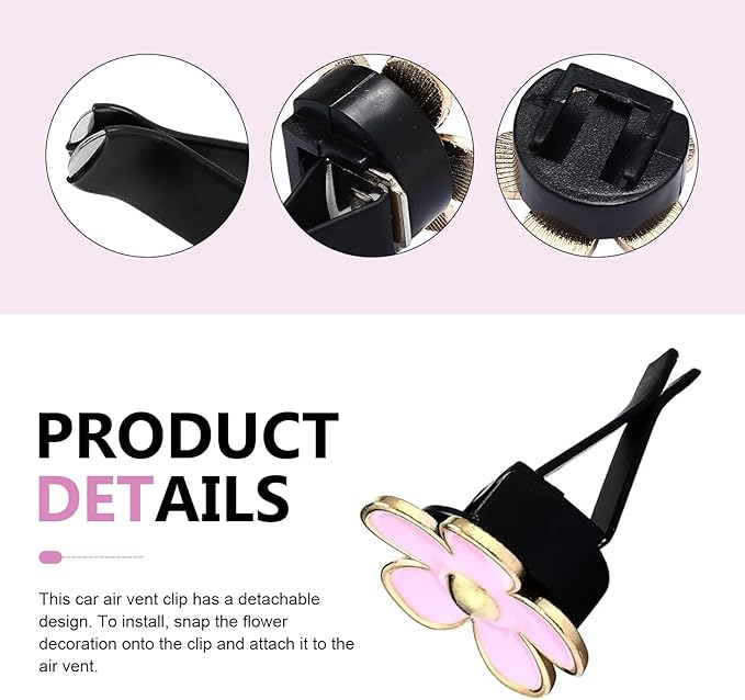 6 PCS Daisy Car Air Vent Clips, Flower Fresh Style Air Conditioning Diffuser, Alloy Anti-rust Straight Outlet Ornament, Dashboard Decoration Accessory for Most Cars (Multicolored)