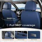 Coverado Seat Covers, Car Seat Covers Front Seats, Leather Seat Covers for Cars, Car Seat Protector Waterproof, Black Car Seat Cushion, Front Carseat Cover Universal Fit for Most Cars Blue