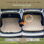 ZKOO Car Air Mattress 4 Inch, SUV Truck Camping Air Mattresses, Quick Inflation Chamber Portable Driving Trip Air Bed Soft Flocked Top for Camping, Colchon Inflable, with Storage Bag (Khaki)