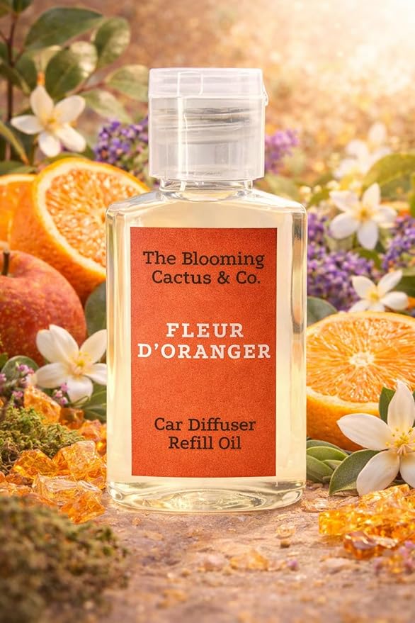 Car Air Freshener with 1 Oz Refill included | Car scented on the go | Car Air Freshener | Long Lasting Hanging Fragrance | Phthalate Free Fragrance (Fleur D'Oranger, 10 ml)
