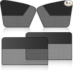 Car Front & Rear Side Window Sunshade, Magnetic Automotive Windshield Privacy Curtain with Half Shade, Mesh Sun Protection Cover Blocks Heat, Glare, UV Rays for Driver Passenger (4PCS)