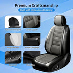 Fit Mazda 6 Car Seat Covers for Select Mazda 6 2007-2021 - Premium Full Coverage Leather, Airbag Compatible, Luxury Waterproof & All Weather Seat Protector, Front Pair Black+Gray