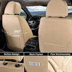 Coverado Seat Covers, Leather Seat Covers Front Seat, Luxury Car Seat Covers with Lumbar Support, Front Driver Seat Covers, Car Seat Protector Waterproof Universal Fit Most Cars(Beige)