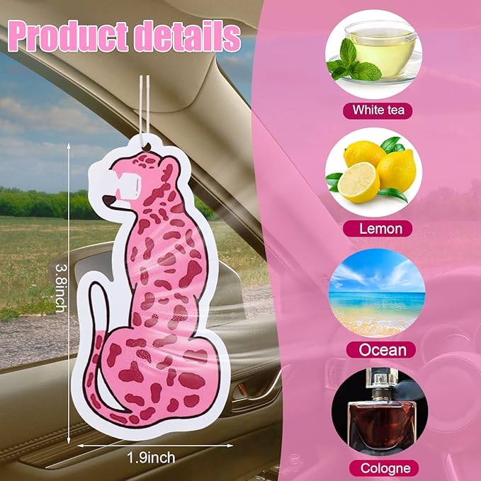 Tallew 8 Pcs Scented Pink Car Freshies Hanging Air Freshener Pink Car Freshener Slice Pendant Scented Diffuser for Interior Air Accessories Home Gift Supplies(Heart)