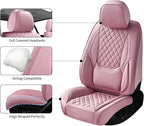 Car Seat Covers Front Seats Pink, Luxury Faux Leather Car Seat Covers Waterproof Non-Slip Seat Protector Universal Fit for Most Cars SUVs Trucks Pick-ups, Cute Pink Car Accessories for Women