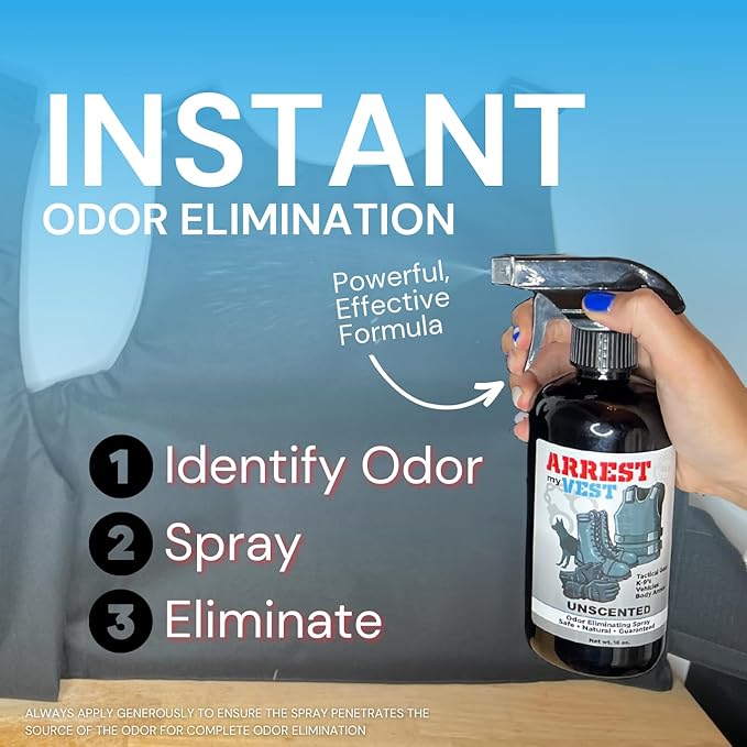 Arrest My Vest Military Grade Odor Eliminating Spray for Body Armor, Tactical Gear, and K9 Equipment. Safe on All Ballistic Vests, Fabrics, & Police Gear - Night Shift Fragrance - 1 Gallon Bottle
