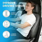 Car Seat Cushion - Memory Foam Seat Pad for Sciatica & Lower Back Pain Relief - Driving Cushion with Breathable Mesh Cover - Road Trip Essentials for Drivers (3D Black)