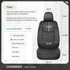 Coverado Car Seat Covers Full Set, Automotive Leather Seat Covers for Car，Universal Fit Front Back Seat Cover, Non-Slip Waterproof Breathable Car Seat Protector