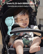 Portable Stroller Mini Fan, Small Rechargeable Personal Cooler w/ 360° Rotation, Baby Essentials for Car Seat, Crib, Bike, Treadmill, 3-Speed Battery Powered Stroller Accessories, Mint