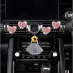 5Pcs Pink Bling Heart Air Vent Clips, Crystal Heart Car Air Fresheners Vent Clips Car Diffuser Vent Clip Rhinestone Car Decoration Car Interior Decor Cute Car Accessories,Interior Accessories