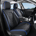 Coverado Front Car Seat Covers, Non-Slip Dust-Proof Nappa Leather, Universal Fit for Cars & Pickup Trucks, Waterproof Car Seat Protectors, Black & Blue Design for Sedans & SUVs