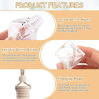 50 Pcs/Set,8ml Hanging Car Air Freshener Diffuser,Empty Clear Glass Essential Oil Fragrance Perfume Diffuser Pendant Glass Vials with Wooden Caps & Hanging String,Diamond Shaped Style