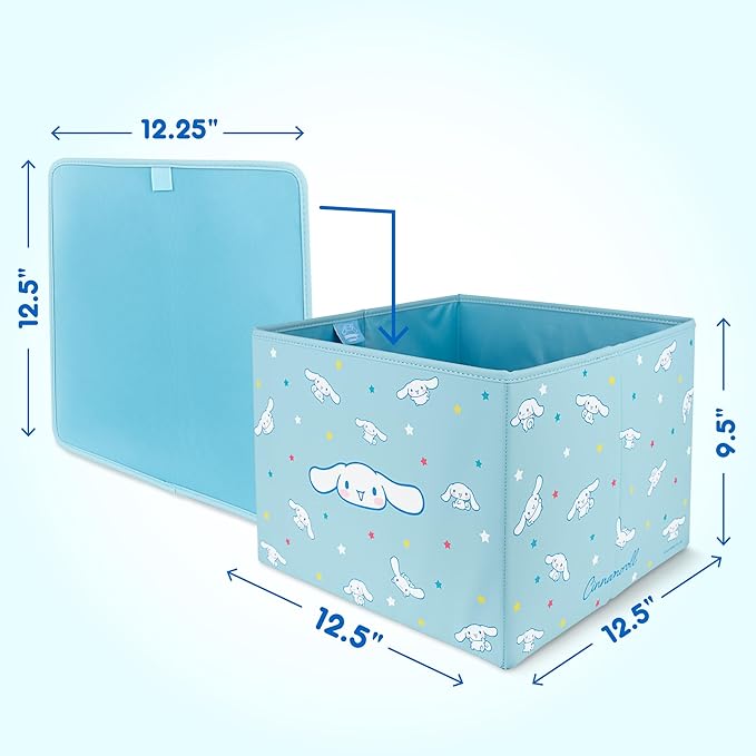 Sanrio Cinnamoroll Car Trunk Organizer, Steering Wheel Cover, Air Freshener & Refill – Cute, Collapsible, Heavy-Duty Storage & Car Accessories for Groceries, Tools, Travel – 12.5"L x 12.5"W x 9"H