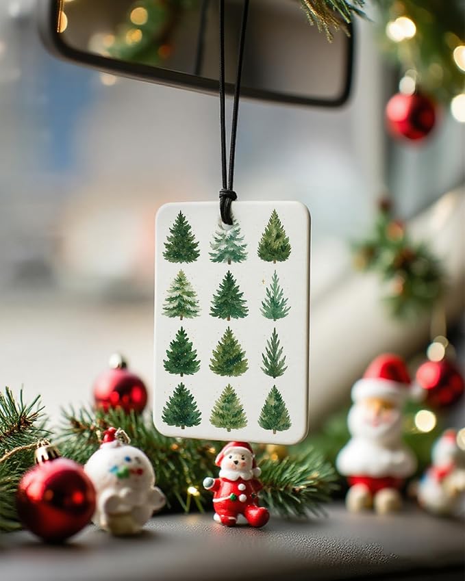 Green and Red Christmas Berry Air Freshener 4 Pcs, Green Xmas Tree Fa La La Alcohol Lover Hanging Air Freshener for Kitchen Bar Cars, Christmas Car Accessories Mirror Decor for Women Men