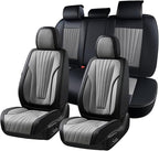 FLORICH Car Seat Covers, Premium Leatherette Car Seat Covers Front Seats, Automotive Vehicle Seat Cushions, Waterproof Seat Protectors for Sedans Cars SUV Trucks, Black&Gray