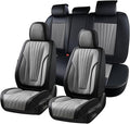 FLORICH Car Seat Covers, Premium Leatherette Car Seat Covers Full Set, Automotive Vehicle Seat Cushions Front Seats and Back, Waterproof Seat Protectors for Sedans Cars SUV Trucks, Black&Gray
