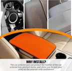 Car Center Console Cover, PU Leather Vehicle Armrest Seat Box Cover Protector, Comfortable Automotive Interior Arm Rest Cushion Pad Accessories, Universal for SUV Sedan Truck (Orange)