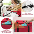 PetsHome Dog Car Seat Foldable Dog Car Booster Seat Waterproof Breathable Oxford Travel Bag for Small to Medium Dogs, Puppies, and Pets-Pure Red