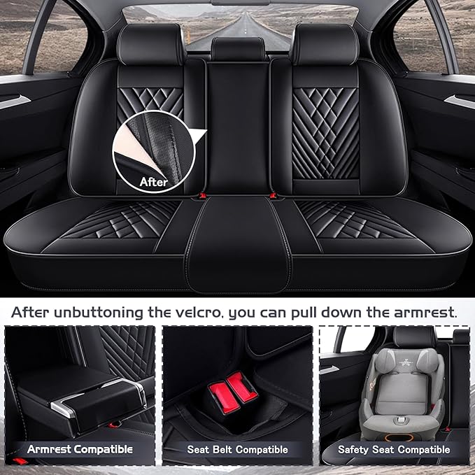 Truck Seat Covers for Ford Bronco 2021-2026, Waterproof Premium Leather Full Coverage Car Seat Cover, Muscle Sport Style Auto Interior Seat Cover Sets (Full Set/Black)