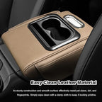 Car Center Console Armrest Pillow, Multifunctional Armrest Box Cover with Cup Phone Tissue Holder & Side Pockets, Waterproof Leather Middle Console Cushion for Most Vehicles (Beige, Normal)