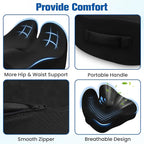 Seat Cushion, Chair Cushions for Office Chairs/Desk Seats/Wheelchair - Hip&Sciatica&Tailbone Pain Relief Memory Foam Office Chair Cushion for Long Sitting Office Workers(Black, X-Large)
