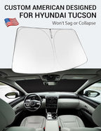 Proadsy Windshield Sun Shade for Hyundai Tucson 2026 2025 2024 2023 2022 Front Window Sunshade Protector Foldable Sun Visor Blocks UV Rays Keep Car Cooler