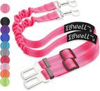 IBWell Dog Seat Belt for Car with Elastic Bungee Leash, Car Leash Car Seat Belt for Dogs (Pink, 2PCS-27.6")
