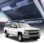 [2025 Upgrade]Coverado Sunshade for Car Windshield, UPF80+ Full-size Trucks/SUVs Windshield Sun Shade Blocks Heat & UV Rays, Thickened Vinyl Coating Keep Cool and Protect Interior, Foldable L 61”x34”