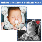 Baby Head Support Pillow for Newborn Toddler, Baby Neck Pillow Upgraded Comfortable Sleep Cushion for Car Plane Stroller Pushchair - Shark A