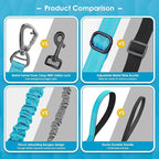 AUBELL Tactical Dog Leash Heavy Duty,4-6ft Reflective Strong No Pull Bungee Leash for Medium Large Dogs with Comfortable Padded Double Handle,Car Seat Belt,360 Degree Rotating Carabiner,Blue