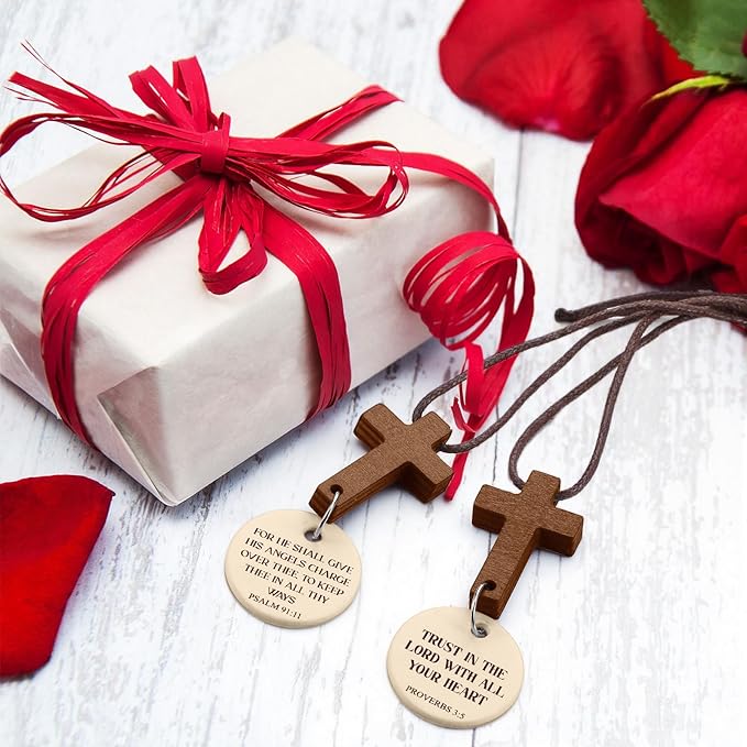 Sivak 5 Pcs Cross Car Air Fresheners Christian Cross Hanging Gift for Driver Daily Bible Car Mirror Rearview Decor Accessories Religious Scented Church Sunday School Gift(Round)