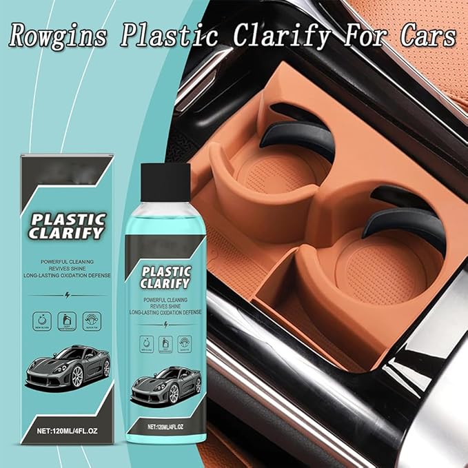 Plastic Clarify For Cars, 120ML Waterless Plastic & Trim Restorer Spray, Scratch Remover and Black Trim Restorer for Interior & Exterior Plastic, Rubber, and Vinyl Surfaces (1pcs)