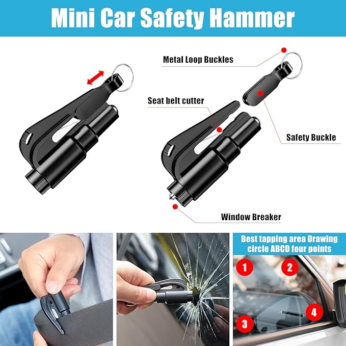 AUTODECO Car Roadside Emergency Kit, Car Safety Kit for Men Portable Car Kits for Emergency, Pink