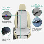 FH Group Car Seat Cushion – Neosupreme Single Front Seat Cover with Front Pockets, Airbag Compatible, Universal Fit Car Seat Cushion for Driver or Passenger Seat, SUV, Truck, Sedan & Van – White