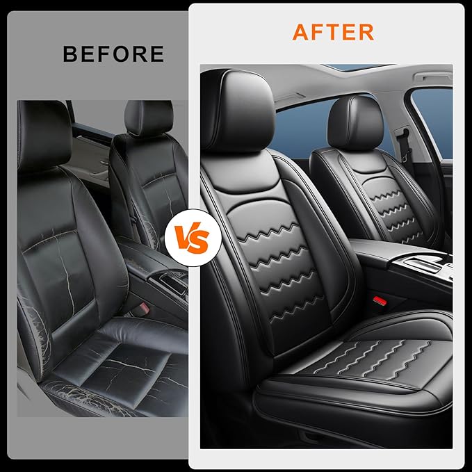 CX-90 Car Seat Covers Custom Fit for Mazda CX-90 2007-2026, Full Coverage Premium Leather Waterproof Breathable Seat Covers, Automotive Seat Protectors, Airbag Compatible(2 Front Seats, Black)